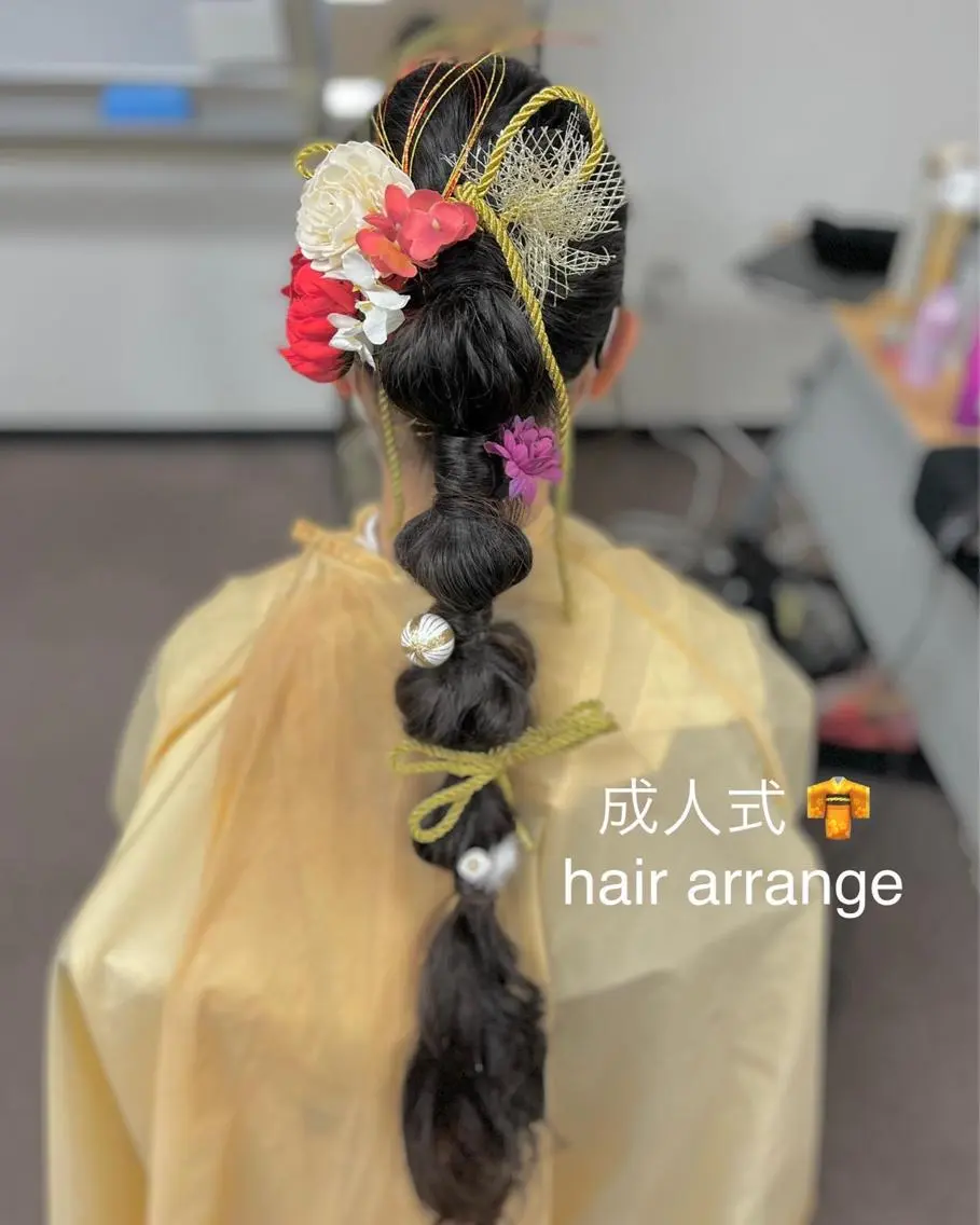 ロング ヘアアレンジ 成人式 玉ねぎヘアー 堀口 彩佳のヘアスタイル