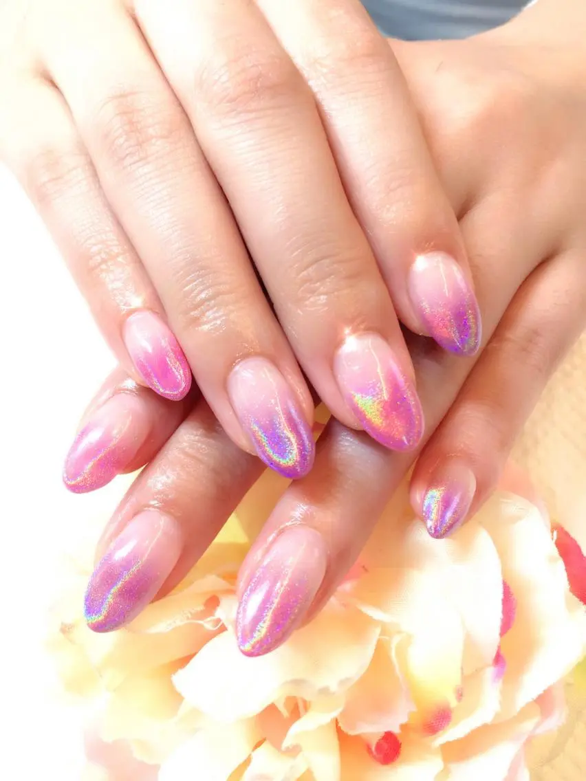 ネイル フットネイル ジェルネイル ミラーネイル パラジェル 春ネイル clover nailのネイルデザイン