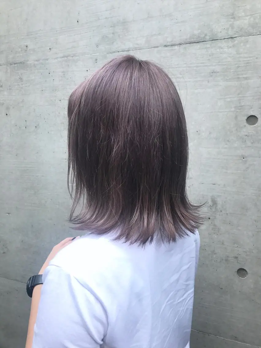 ショート カラー パーマ ヘアアレンジ パープルカラー 色落ちまでキレイに! !女性サロンのヘアスタイル