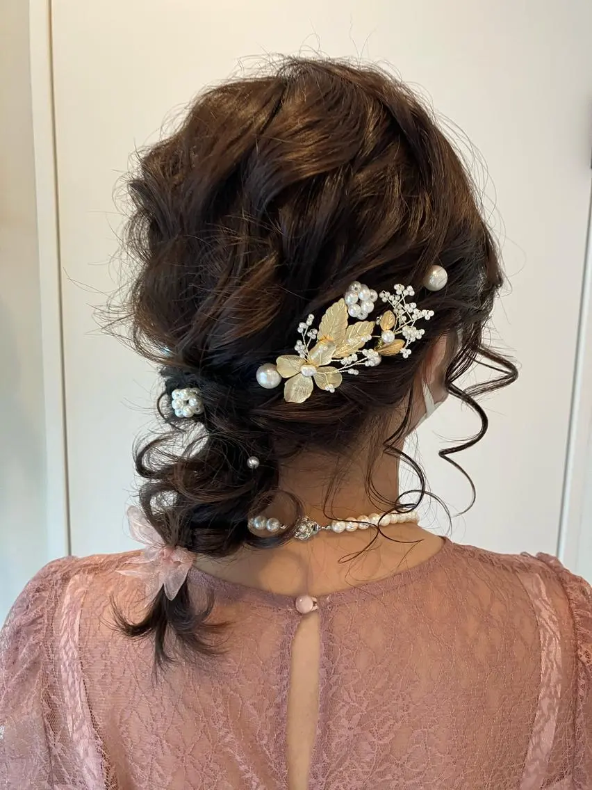 セミロング ヘアアレンジ 結婚式・ブライダル Hair&Make Nahoのマツエク・マツパデザイン
