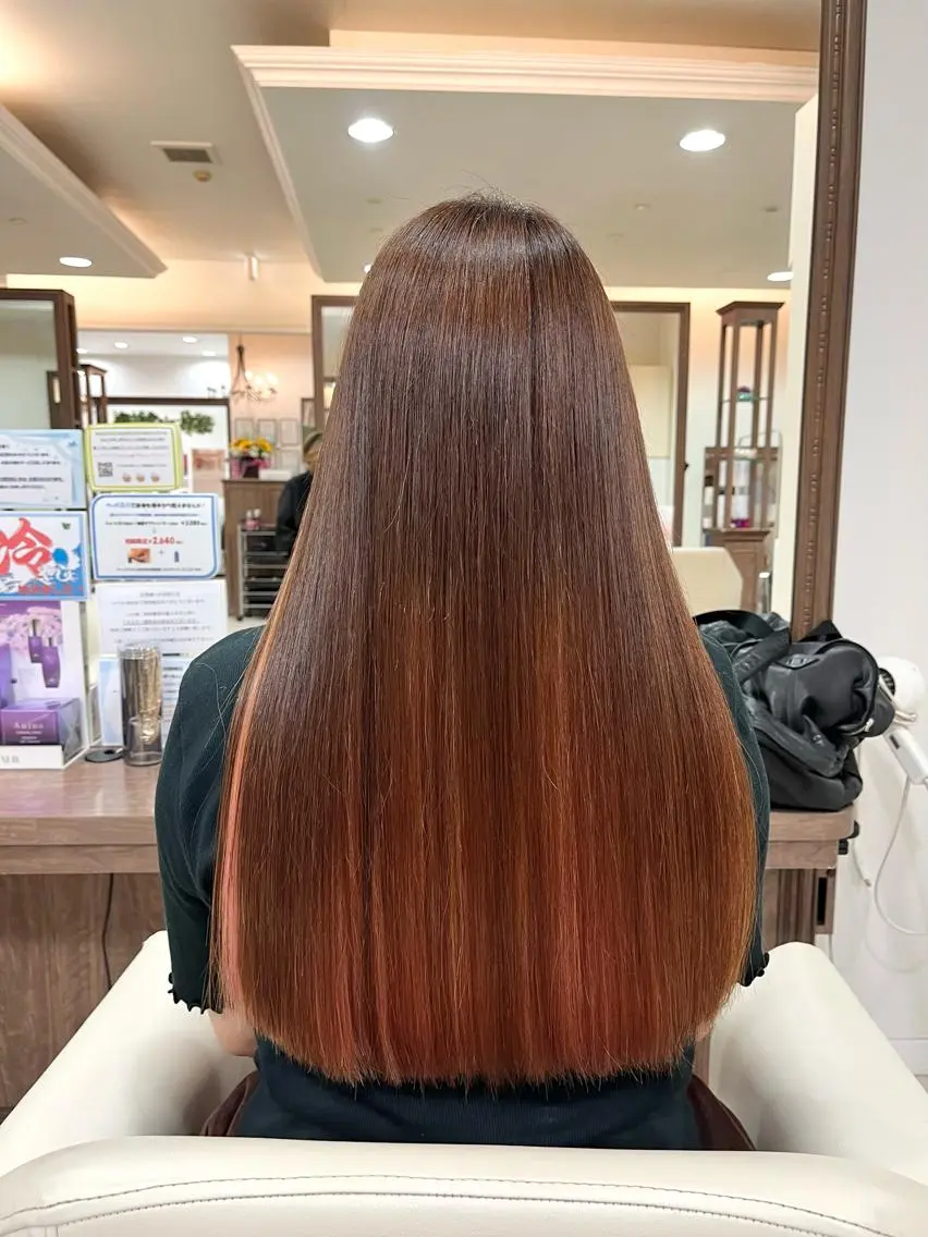 ロング カラー ブリーチ インナーカラー くせ毛 髪質改善 縮毛矯正 カット 縮毛矯正 トリートメント 《大人気髪質改善》 プログレス国分寺店のヘアスタイル