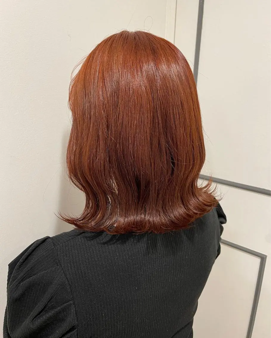 セミロング カラー オレンジ . AYUKAのヘアスタイル
