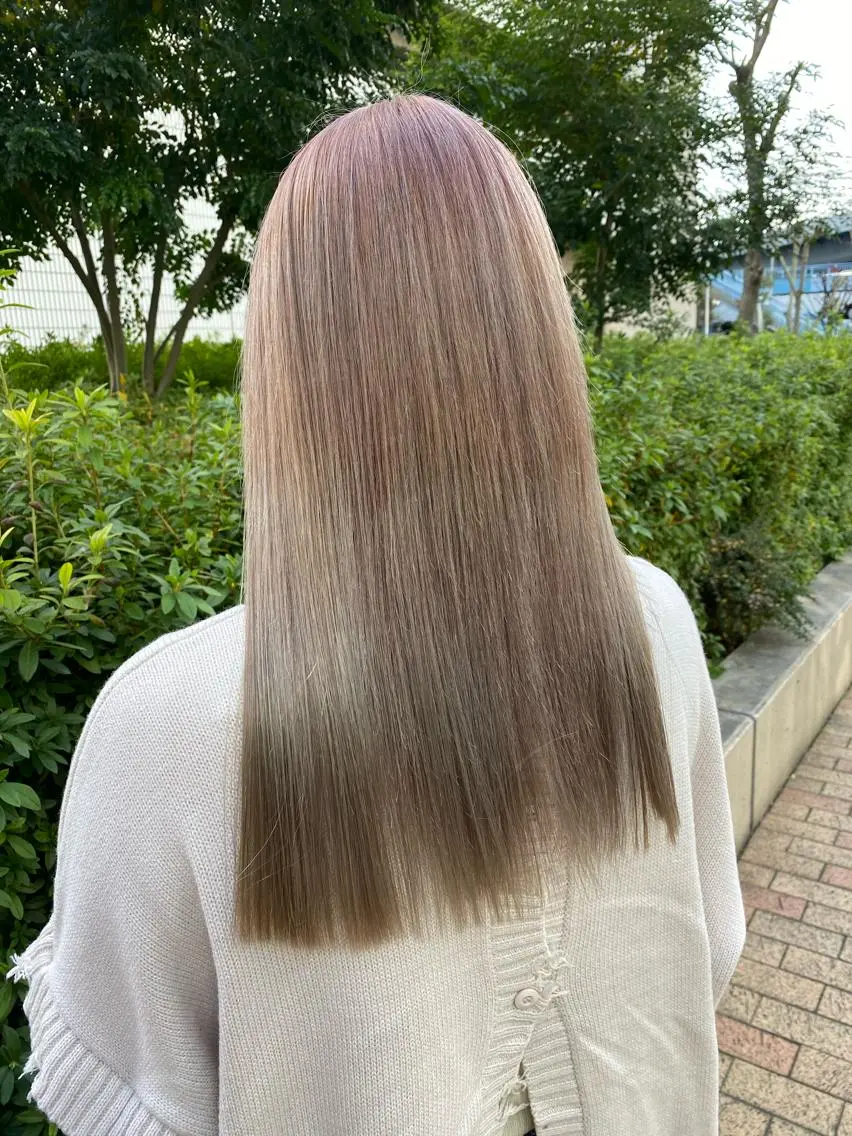 ロング カラー アッシュ ベージュカラー カシス ハイライトカラー ハイトーンカラー 🧡色落ちまで2度 楽しめる🧡ヨシキのヘアスタイル