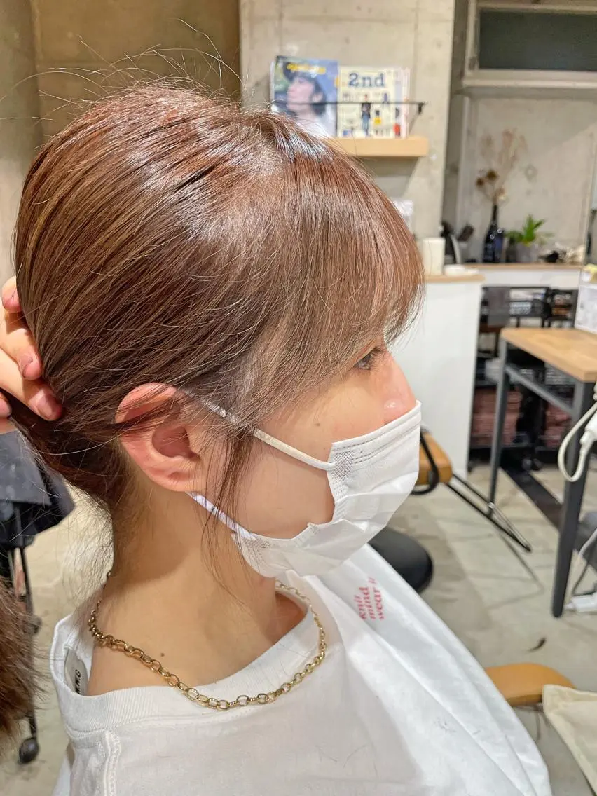 ミディアム カット ヘアカラー トリートメント 日比崚介🍀 おくれげ小顔カットのヘアスタイル