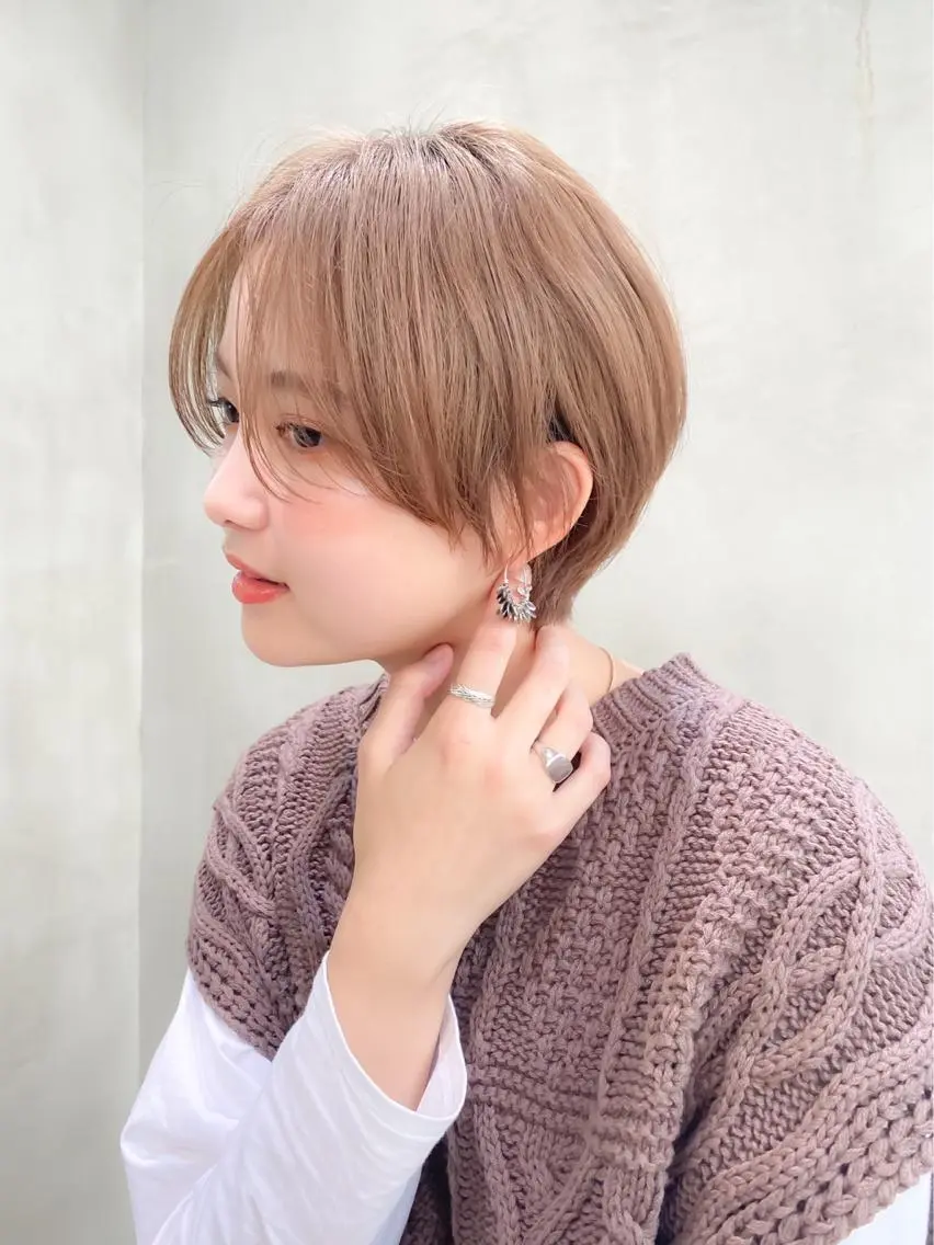 ショート カラー ヘアアレンジ ベージュカラー ショートヘア ヘアカラー トリートメント 山崎 澪 レイヤーカット/大宮のヘアスタイル