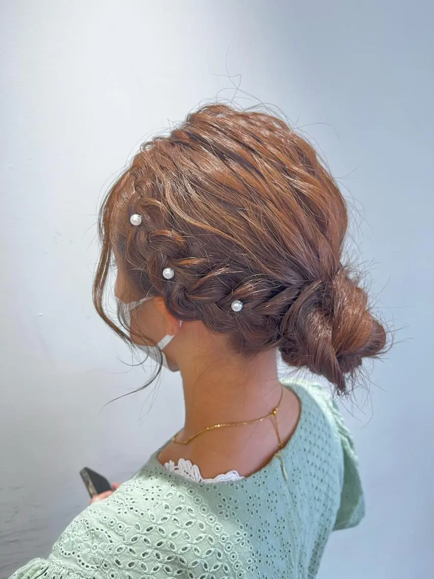 ロング ヘアアレンジ 浴衣 おくだ　りお /ハイトーンカラーのヘアスタイル