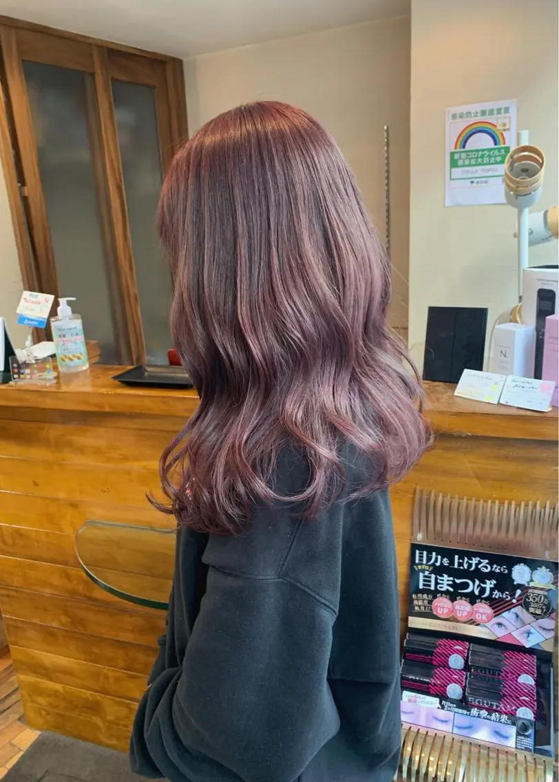 セミロング カラー ベージュカラー ピンクカラー ピンクベージュ ヘアカラー トリートメント 矢野 晃平のヘアスタイル