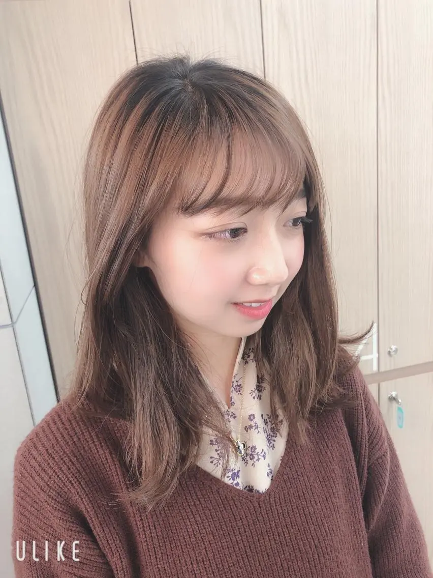 セミロング ヘアカラー 髪質改善\艶髪カラー 💐園田さやかのヘアスタイル