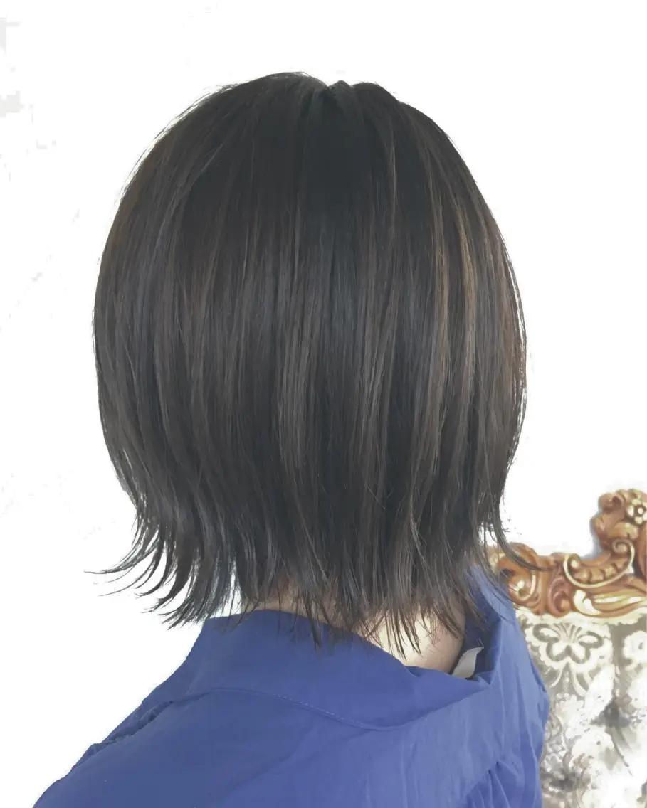 ショート カラー パーマ ヘアアレンジ アッシュ ダークアッシュ ボブ 外ハネヘア エグチ アキラのヘアスタイル