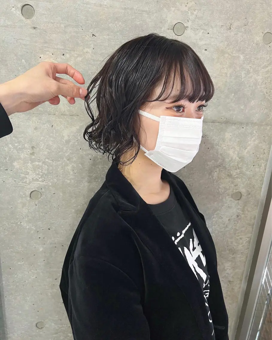 ショート パーマ カット パーマ トリートメント ボブパーマコテ巻き風 パーマNo1深江秀平のヘアスタイル