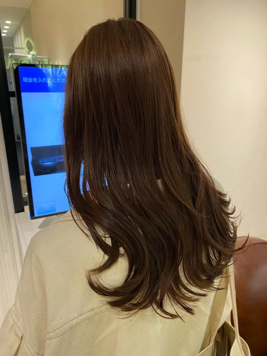 セミロング カラー ブラウンカラー ショコラブラウン 似合わせカット 顔周り/くびれヘア 韓国ヘア💕風間るなのヘアスタイル