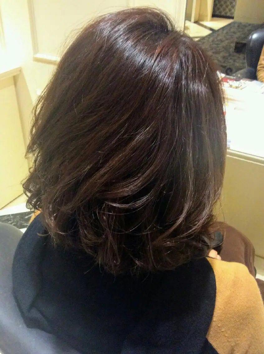ミディアム パーマ カラー ミディアムパーマ ボブ ストレートパーマ 畠村 美智子のヘアスタイル