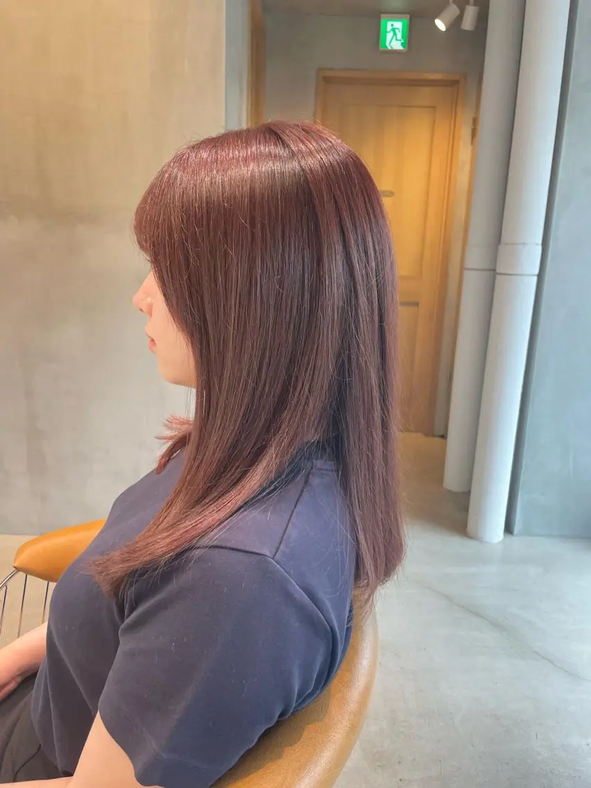カラー ブラウンカラー ピンクカラー 野口 菜緒のヘアスタイル