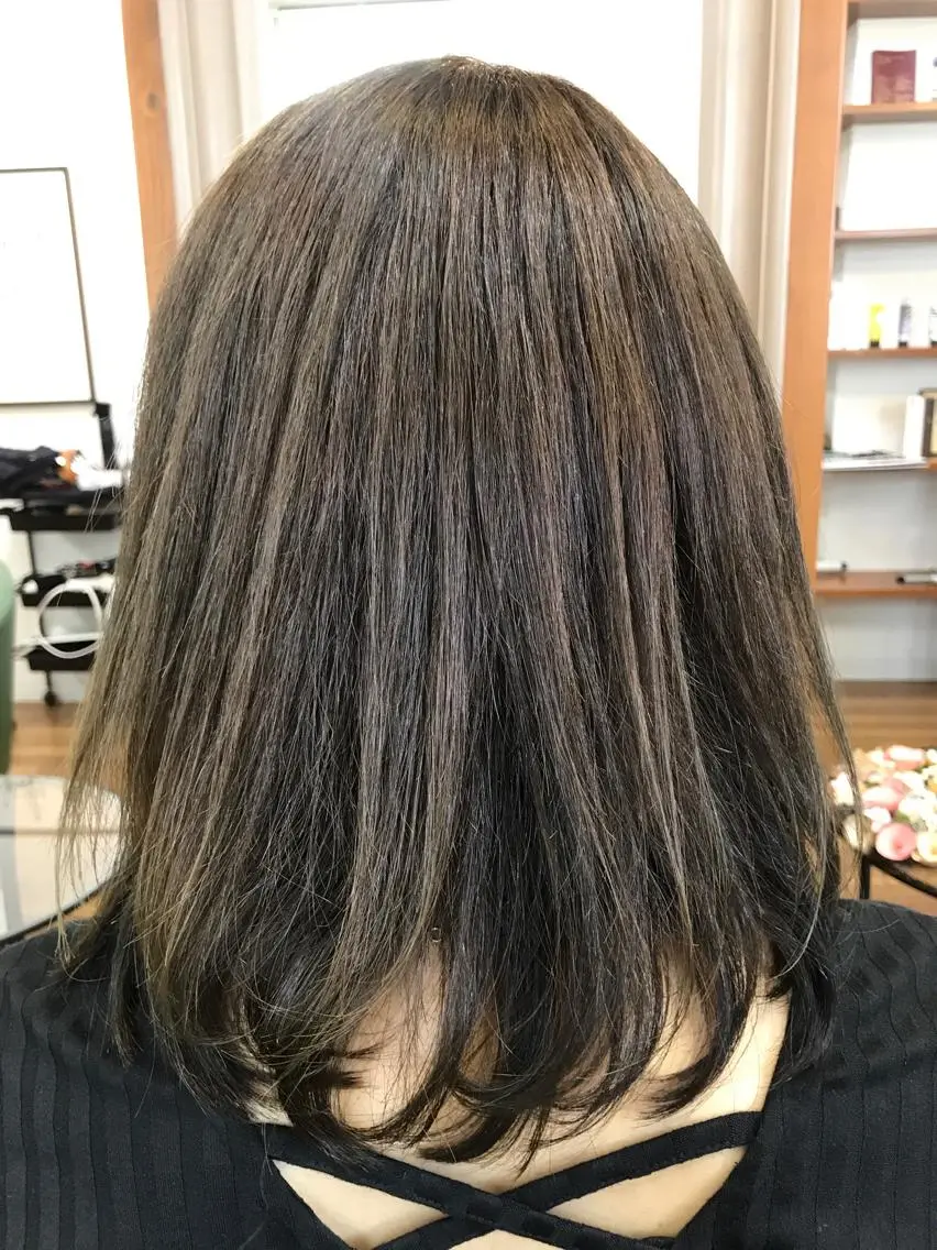 ミディアム カラー パーマ ストレートパーマ 吉森 満俊のヘアスタイル