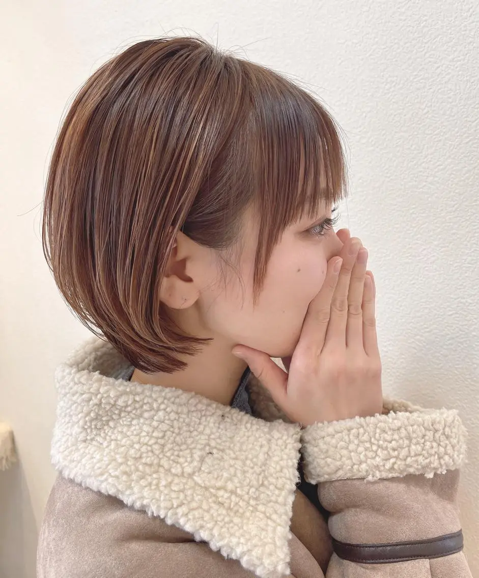 ショート ショートボブ ボブ ショートヘア トレンドパーマ 加藤菜月のヘアスタイル