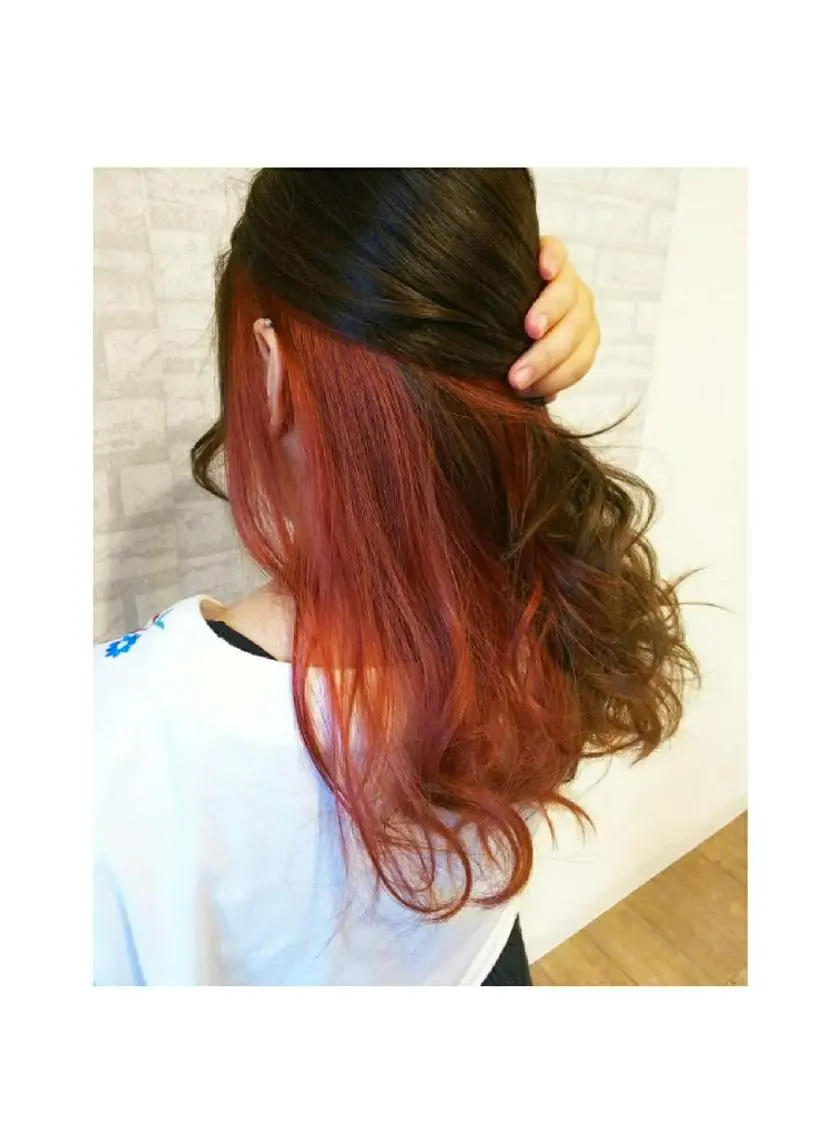 ロング カラー レッドカラー RU RIのヘアスタイル