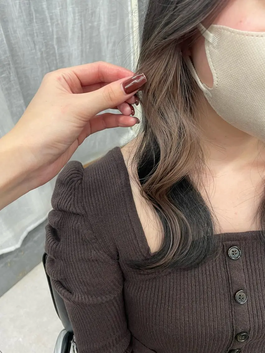 ロング カラー ミストバング デザインカラー  フェイスフレーミング インナーカラー ヘアカラー yuina 【NNN】のヘアスタイル