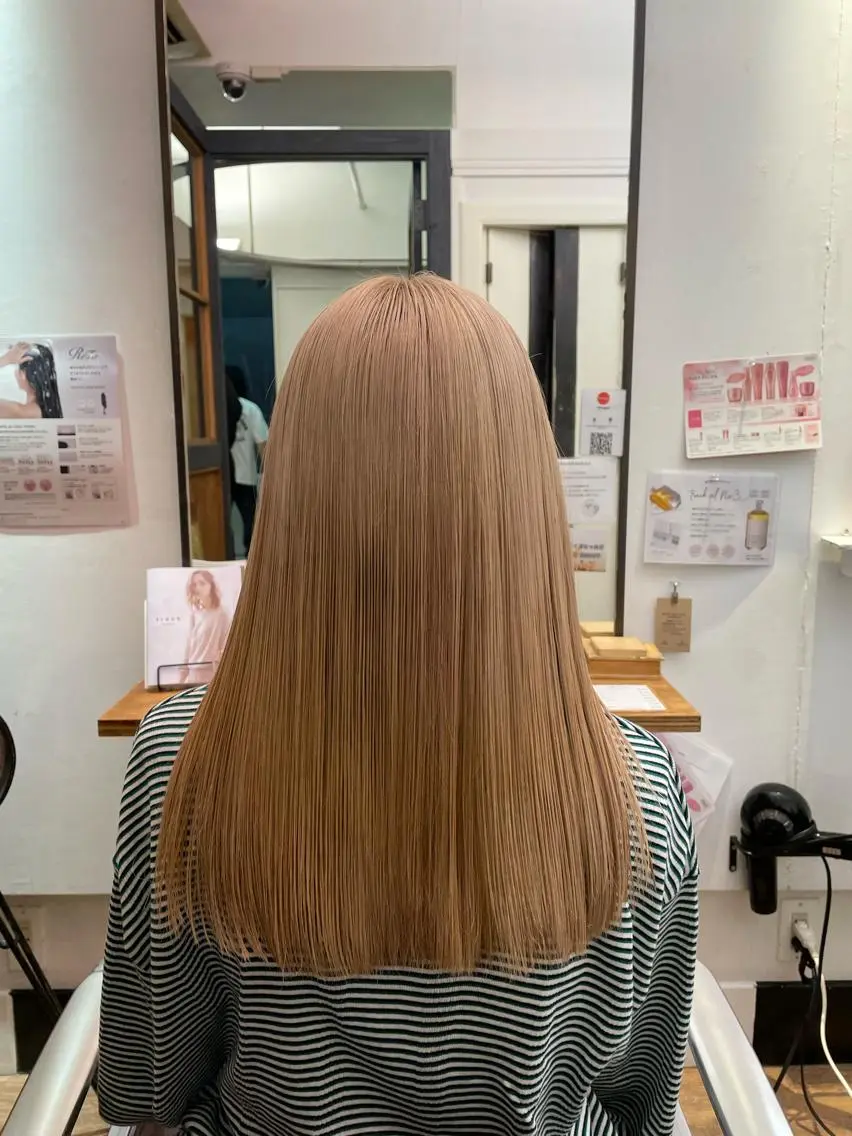 ロング カラー ブリーチ 縮毛矯正 トリートメント 酸熱トリートメント トリートメント 川上拓真 ✂︎学芸大学のヘアスタイル