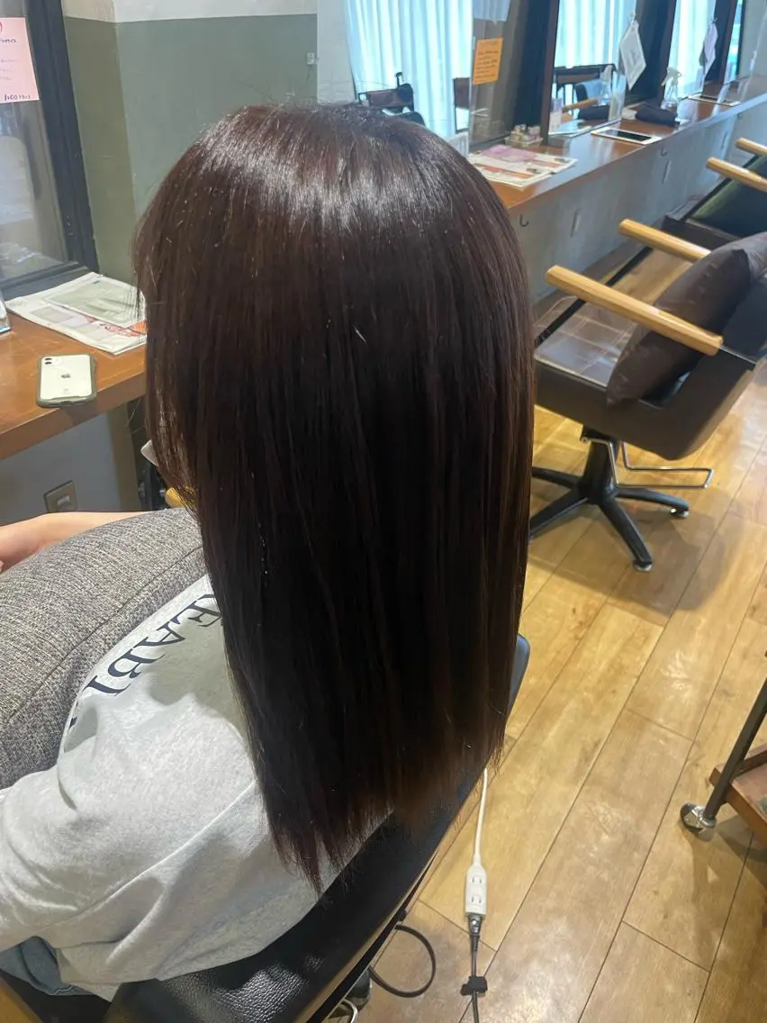 セミロング 縮毛矯正 いまじゅく あおいのヘアスタイル