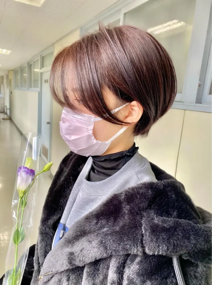 ショート カラー 黒髪 ブリーチ ケアブリーチ ダブルカラー ハイライトカラー 中北篤志 ショートボブのヘアスタイル