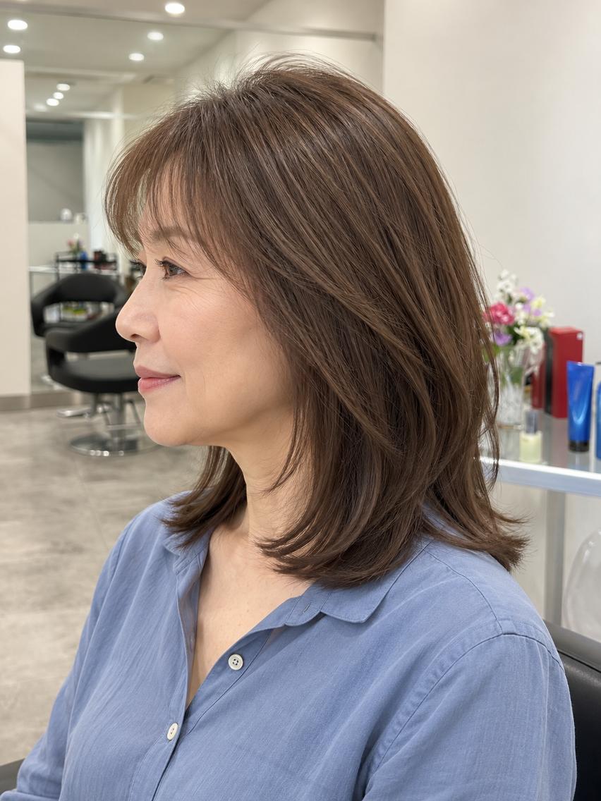 セミロング カラー 中窪 光紗のヘアスタイル