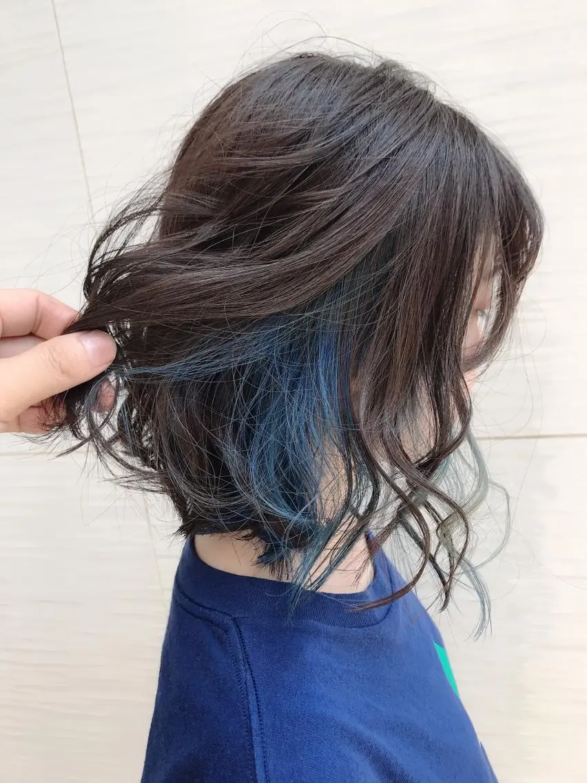 ミディアム カラー ブルーカラー カット トリートメント ヘアセット ✂️似合わせの魔術師 石田一樹✂️のヘアスタイル
