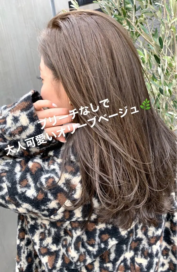 ミディアム カラー ベージュカラー 透明感カラー オリーブベージュ 大人かわいい💍🤍 ボブ/ショートボブのヘアスタイル