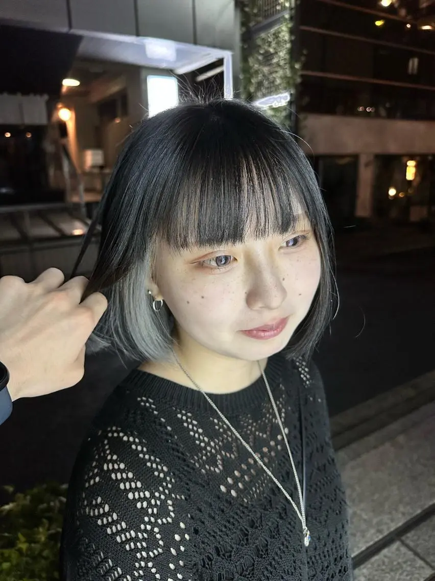 ショート カラー インナーカラー ボブ、レイヤー、 ハイトーン、古淵のヘアスタイル