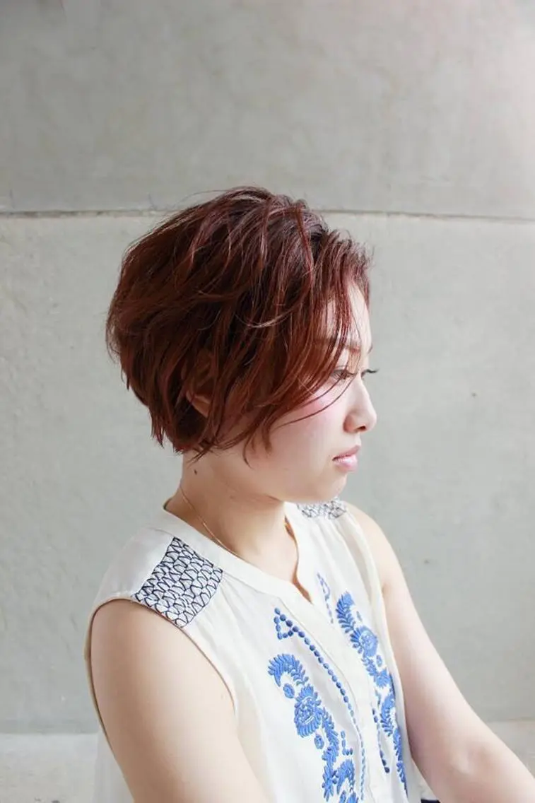 ショート カラー ショートボブ ピンクカラー ボブ くせ毛 ショートヘア 落合 優樹のヘアスタイル