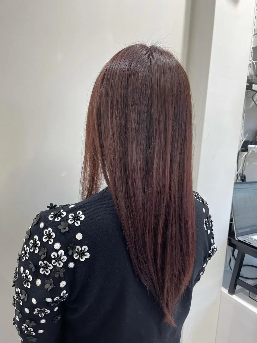 ロング カラー ブリーチ ラベンダーカラー ブリーチなしカラー ピンクカラー ピンクラベンダー creeb 宮前のヘアスタイル