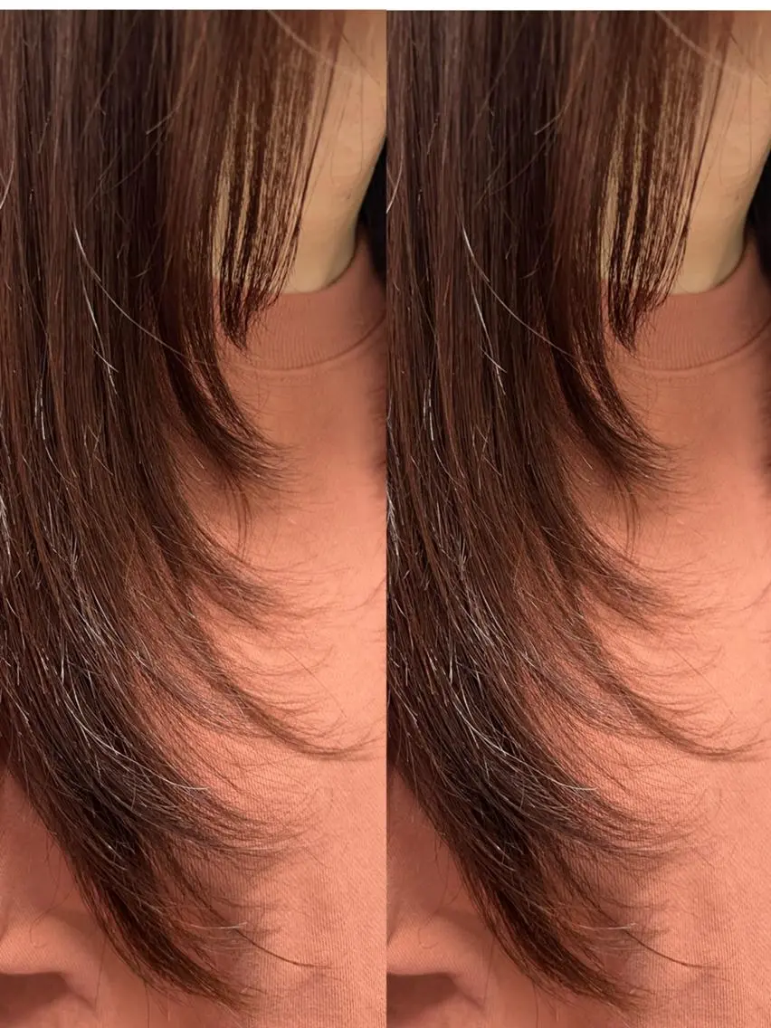 セミロング カラー 顔まわりレイヤー 顔周りカット レイヤーカット カット TELA HAIRのヘアスタイル