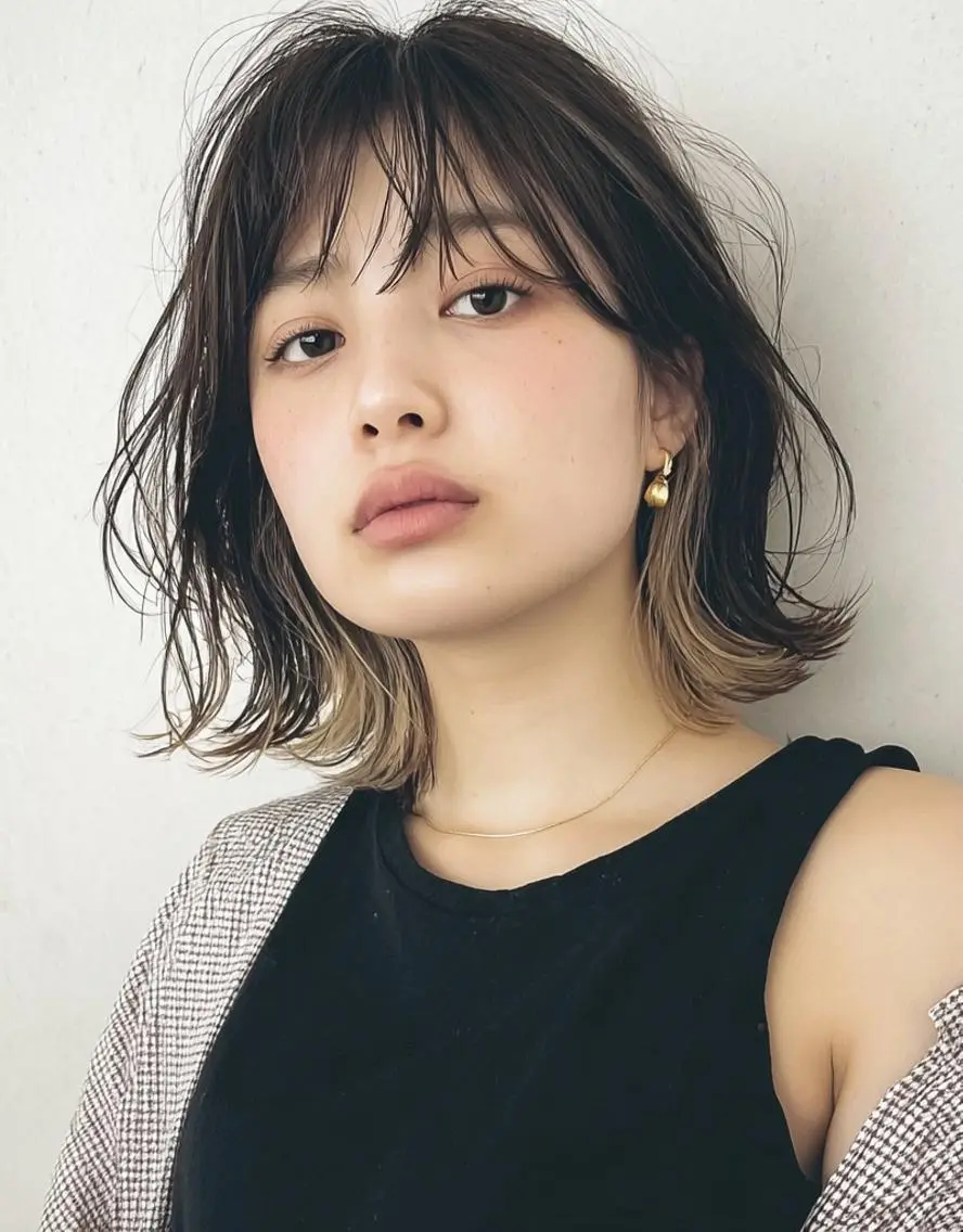 ミディアム カラー デザインカラー✨ 透明感カラー菊地真保のヘアスタイル