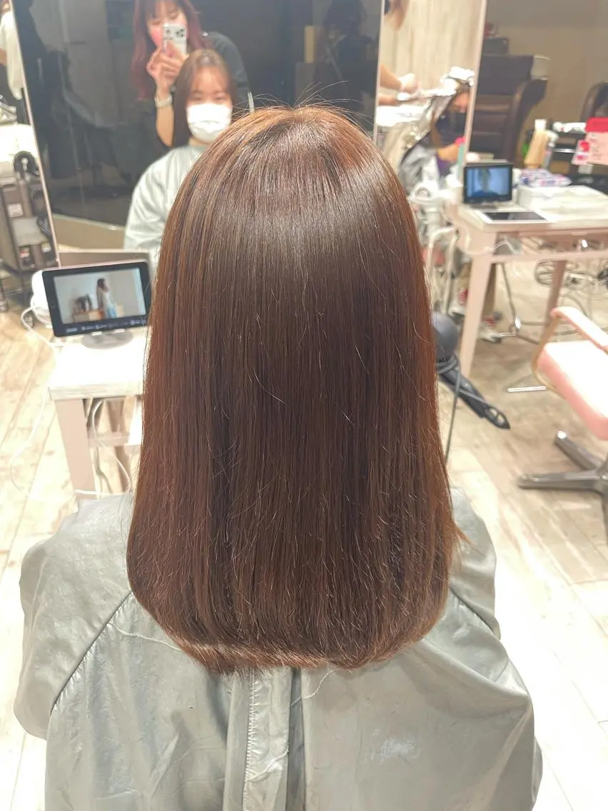 セミロング ヘアカラー トリートメント 🍑韓国風レイヤー 🍑莉子のヘアスタイル
