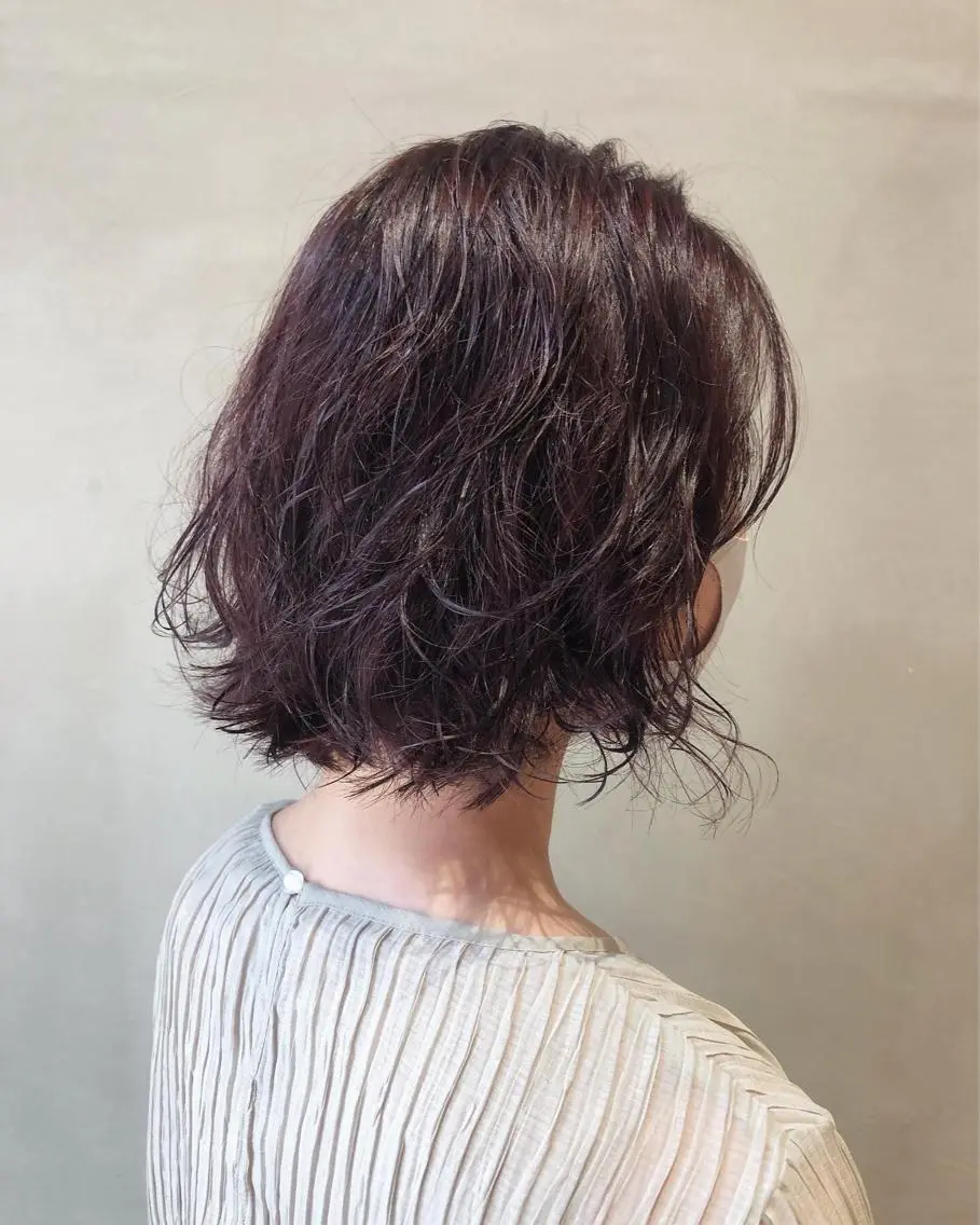 ショート カラー ヘアアレンジ ラベンダーカラー 酸性縮毛矯正🧴韓国 レイヤー/髪質改善のヘアスタイル