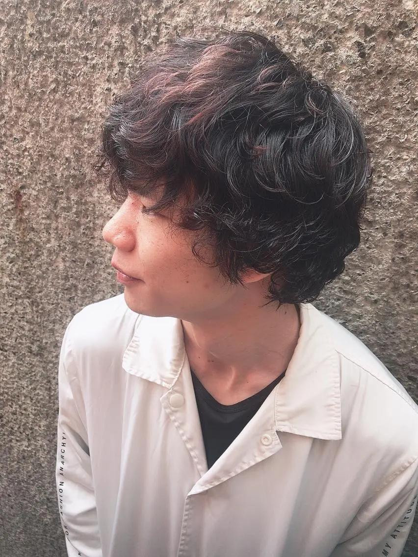 ショート カラー パーマ ヘアアレンジ メンズ メンズパーマ カット パーマ ちこ .のヘアスタイル