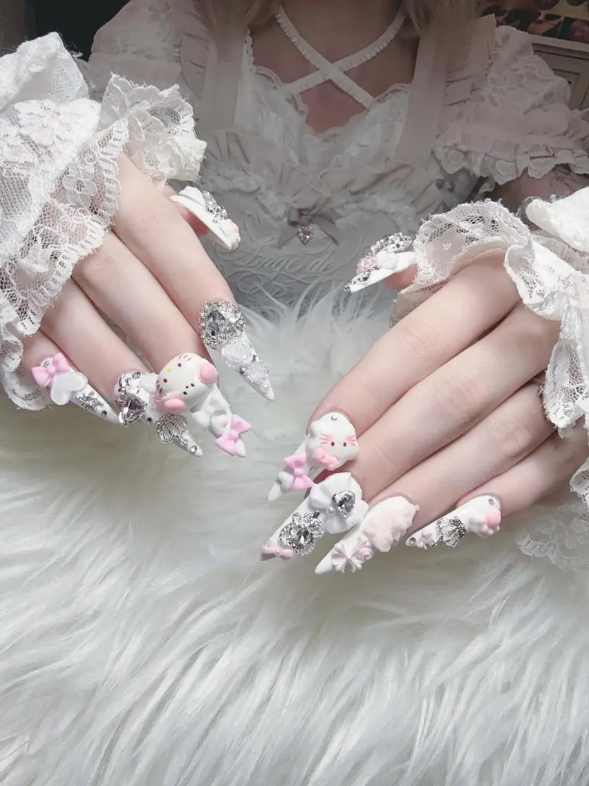 ネイル 成人式 大理石ネイル(マーブル) リボン 夏ネイル ネイルチップ K.bi_nail ネイル長さ出し専門店のネイルデザイン