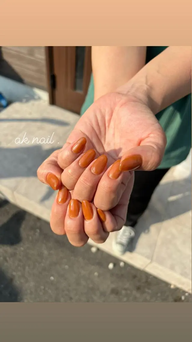 ネイル ブラウン オレンジ ハンドネイル ak nail .のネイルデザイン