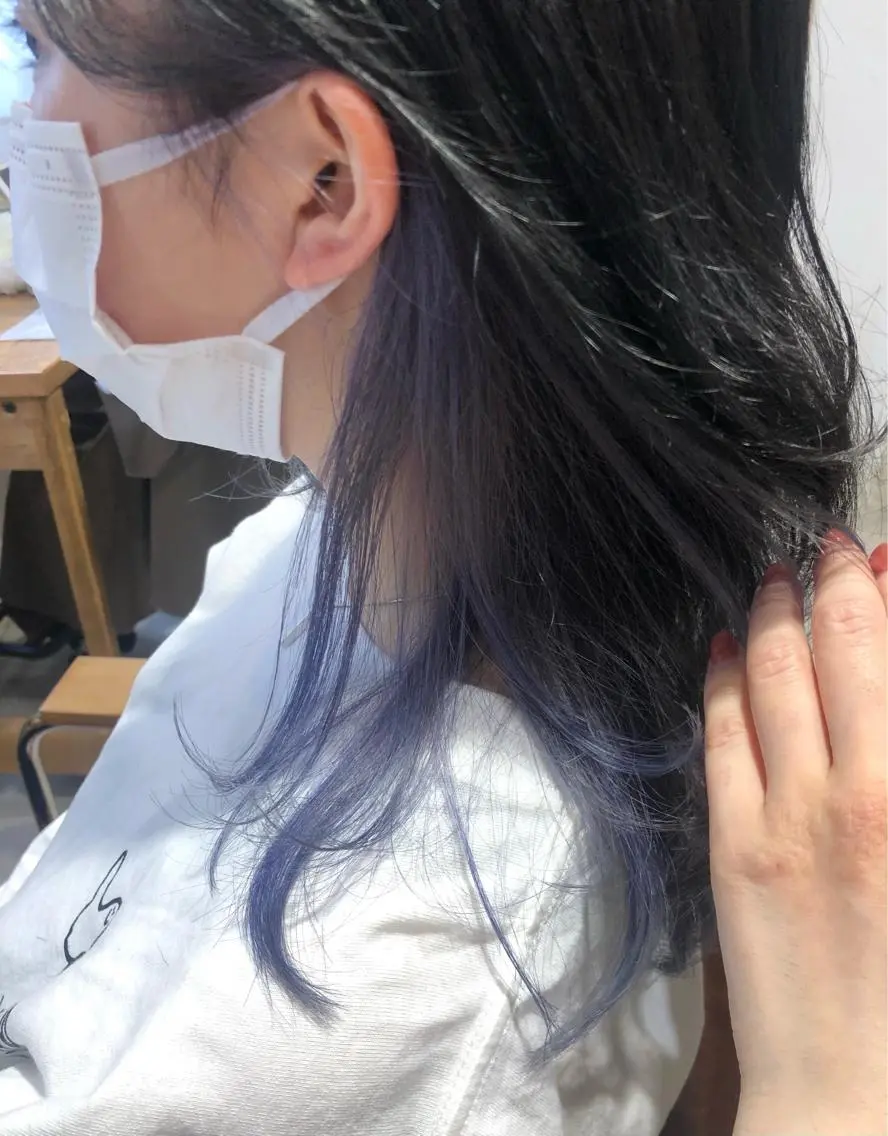 ミディアム カラー ブルーカラー ブルーラベンダー インナーカラー ラベンダーカラー 🌿ニュアンス/髪質 改善🌿Fukudaのヘアスタイル