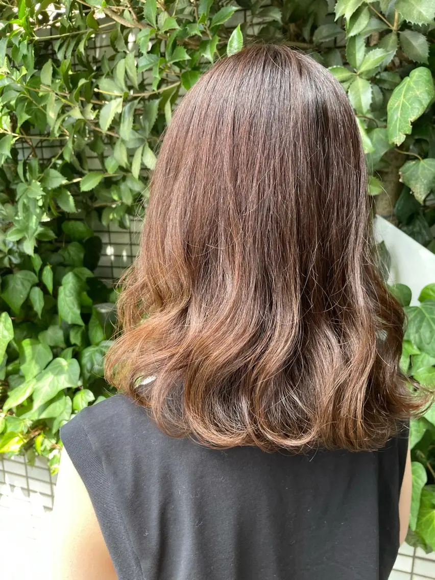 ミディアム カラー ベージュカラー 山本 陸央のヘアスタイル