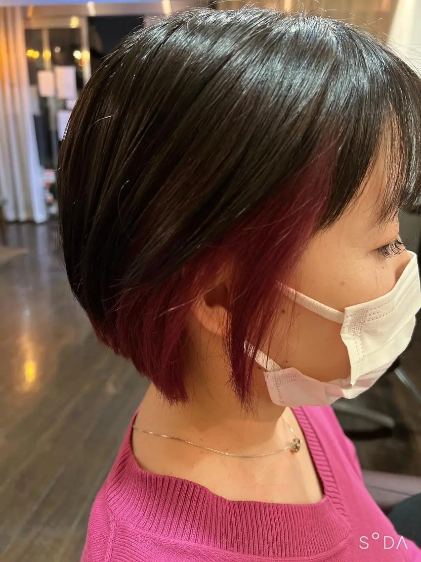 ショート カラー ブリーチ 透明感カラー イヤリングカラー ピンクカラー 💎透明感カラー特化 💎TAISEIのヘアスタイル