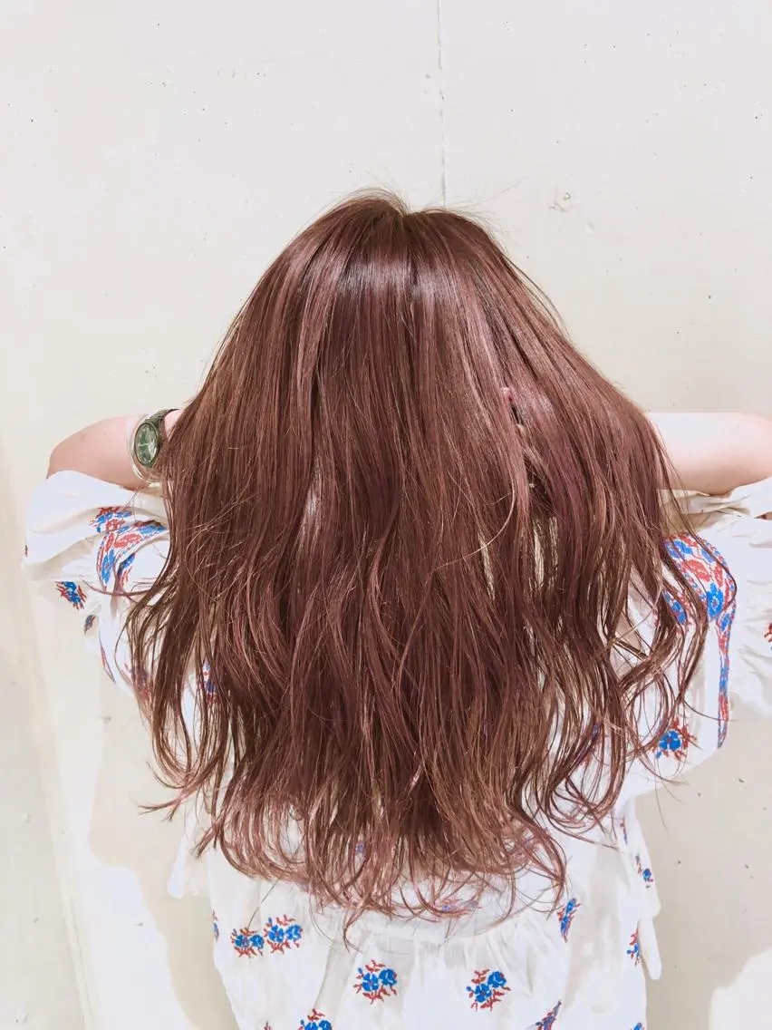 セミロング カラー パーマ ヘアアレンジ ベージュカラー ブリーチ ボルドーカラー デザインカラー グラデーションカラー 【ツヤ髪美容師】 ツダケイスケのヘアスタイル