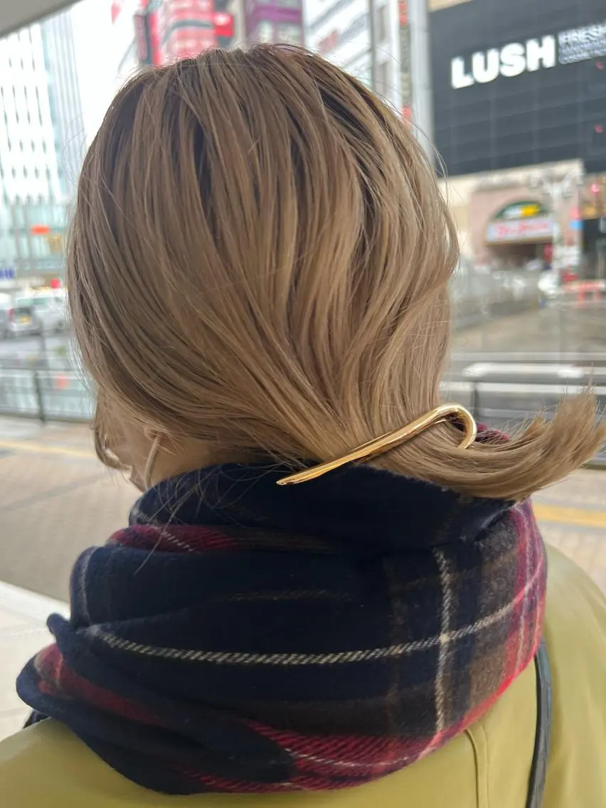 ミディアム カラー ブリーチ メンズカット曲がる 縮毛矯正佐々木タクマのヘアスタイル