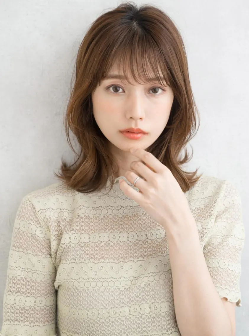 ミディアム 縮毛矯正 カット 縮毛矯正 トリートメント 髪質改善*韓国ヘア* レイヤー*IBUKIのヘアスタイル