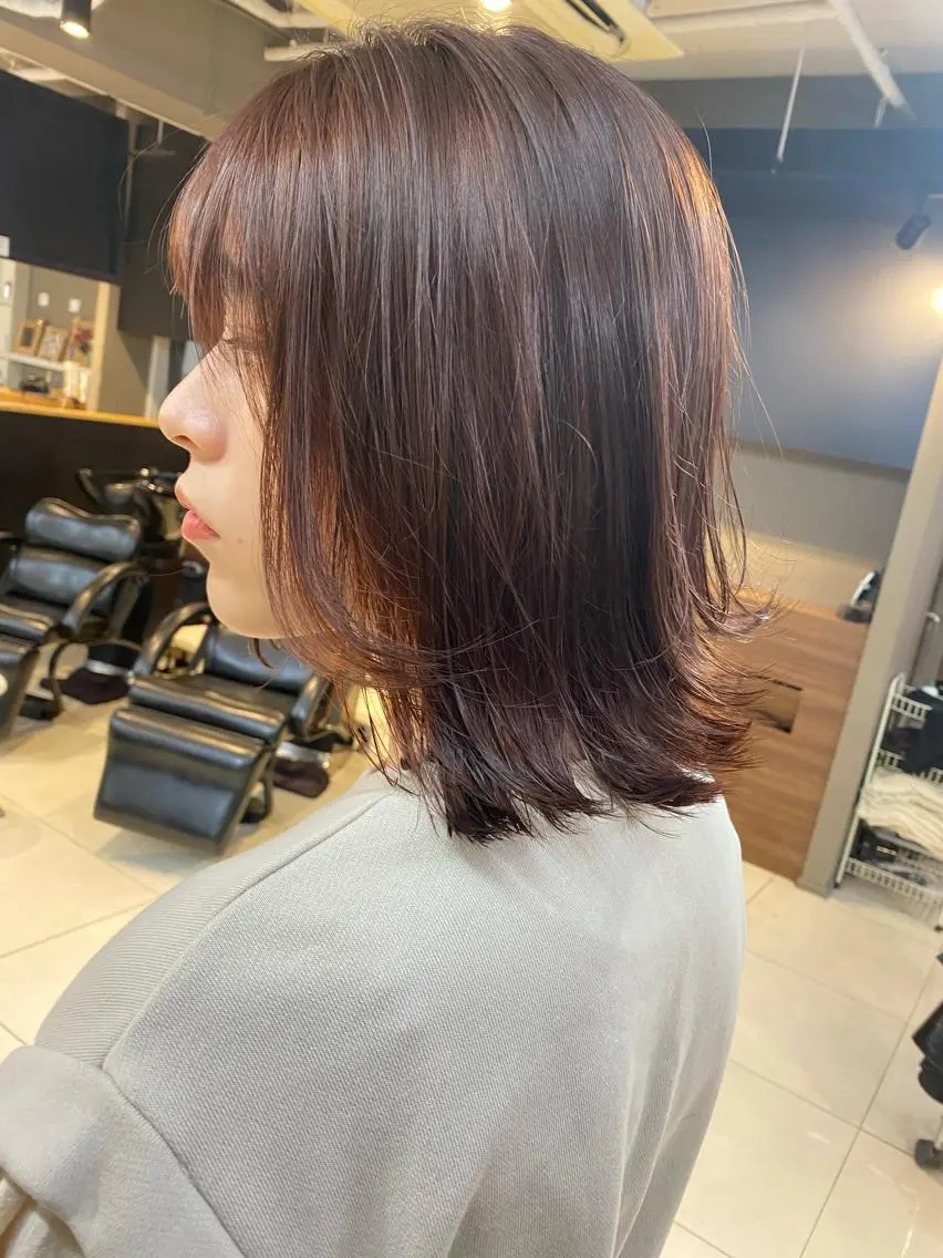ミディアム カラー ヘアアレンジ メンズ キッズ ネイル マツエク・マツパ 透明感カラー🤎 ゆりのヘアスタイル