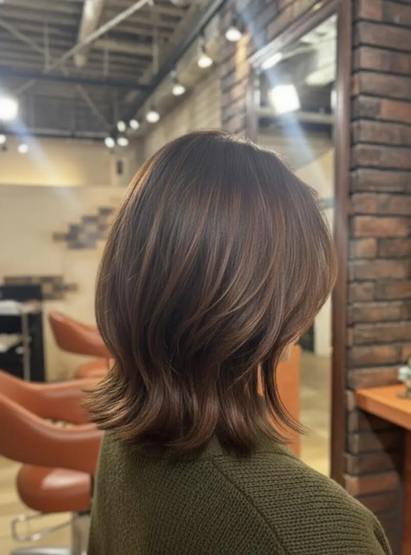 ミディアム カラー ベージュカラー ブラウンカラー ブラウンベージュ くびれヘア レイヤーカット カット ヘアカラー トリートメント ヘッドスパ flencia 丸 和博|カットのヘアスタイル