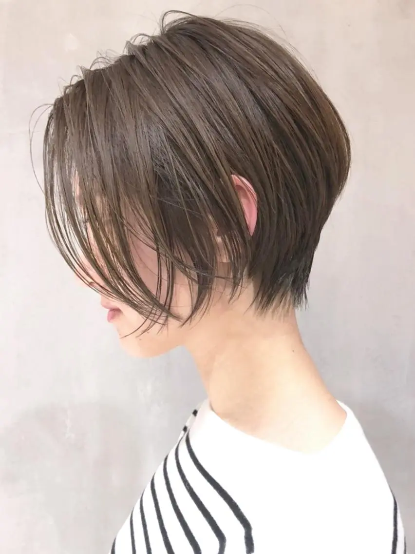 ショート カラー パーマ ヘアアレンジ アッシュ アッシュブラウン ブラウンカラー くびれヘア ショートヘア ITbyALBUM 中野店のヘアスタイル
