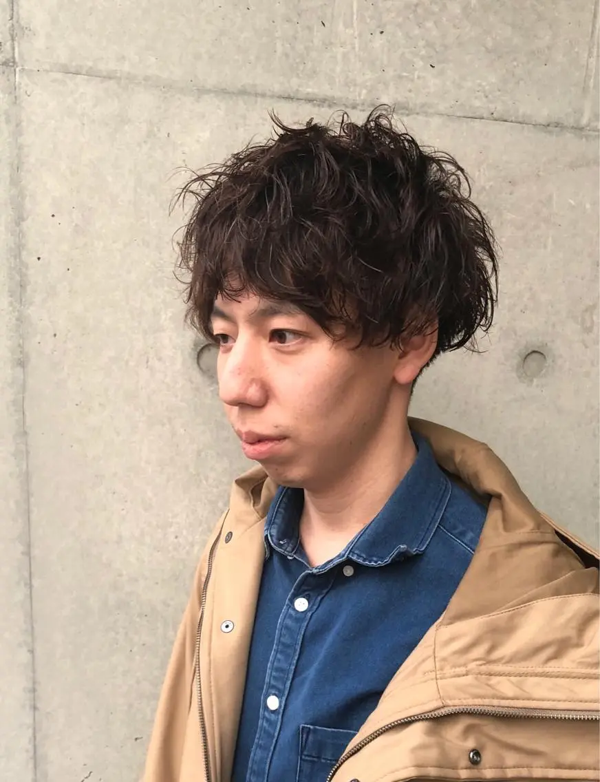 パーマ メンズ マッシュ メンズパーマ カット パーマ 森本裕/オーナー/ ハイトーン/パーマのヘアスタイル