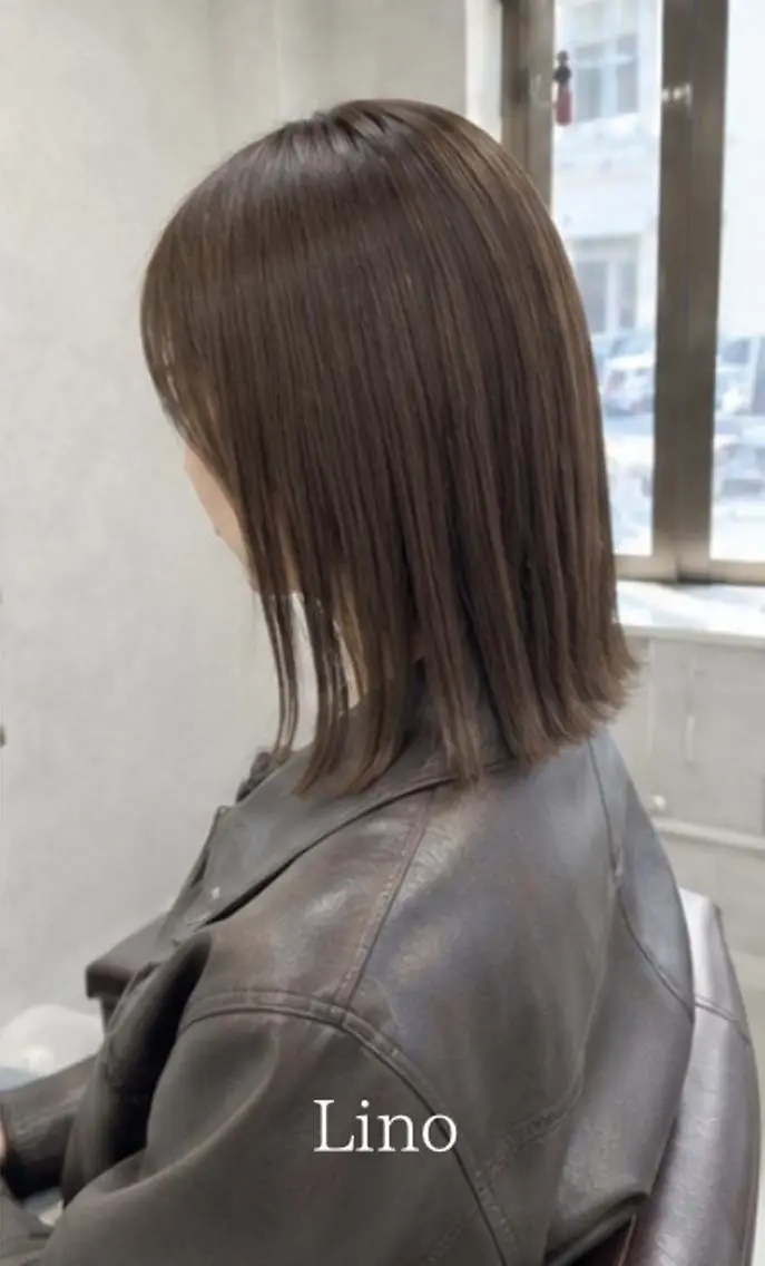 ミディアム カット 縮毛矯正 トリートメント Lien 髪質改善ストレートのヘアスタイル