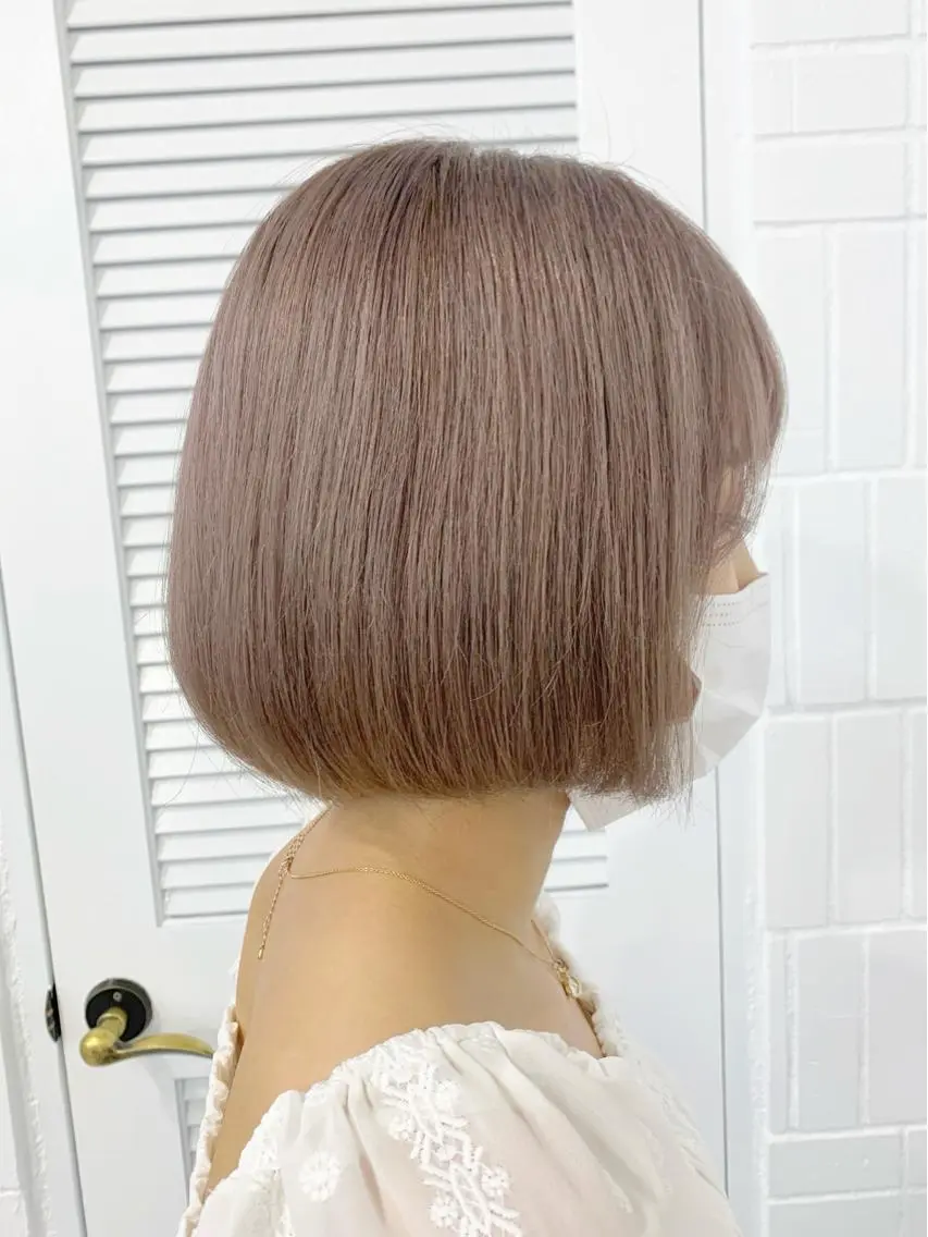 ショート カラー ヘアアレンジ グレージュ ミルクティーグレージュ 🍒暖色✖️レイヤー ／Haruna🍒のヘアスタイル