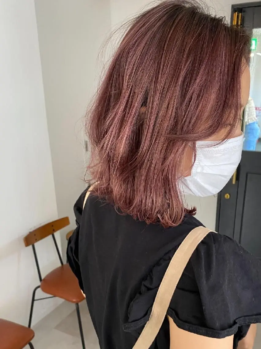 ショート カラー ハイライトカラー ピンクカラー ピンクパープル パープルカラー ハイライト ヘアカラー トリートメント 難波/白髪ぼかし/ KAORIのヘアスタイル